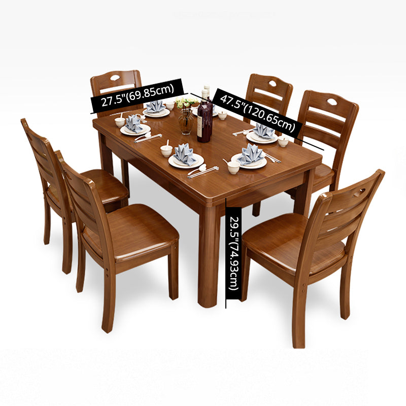 Minimalist Solid Wood Dining Sets with Rubberwood Wood Dining Table and Chairs Clearhalo 'Dining Room Sets' 'Dining Tables & Seating' 'dining_room_set' 'furn' 'furn_dining_room_set' 'Furniture' 'furniture_dining_room_set' 'Kitchen & Dining Furniture' 'kitchen&dining_furn' 'kitchen' 3492689