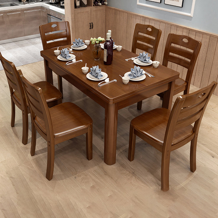 Minimalist Solid Wood Dining Sets with Rubberwood Wood Dining Table and Chairs Clearhalo 'Dining Room Sets' 'Dining Tables & Seating' 'dining_room_set' 'furn' 'furn_dining_room_set' 'Furniture' 'furniture_dining_room_set' 'Kitchen & Dining Furniture' 'kitchen&dining_furn' 'kitchen' 3492692