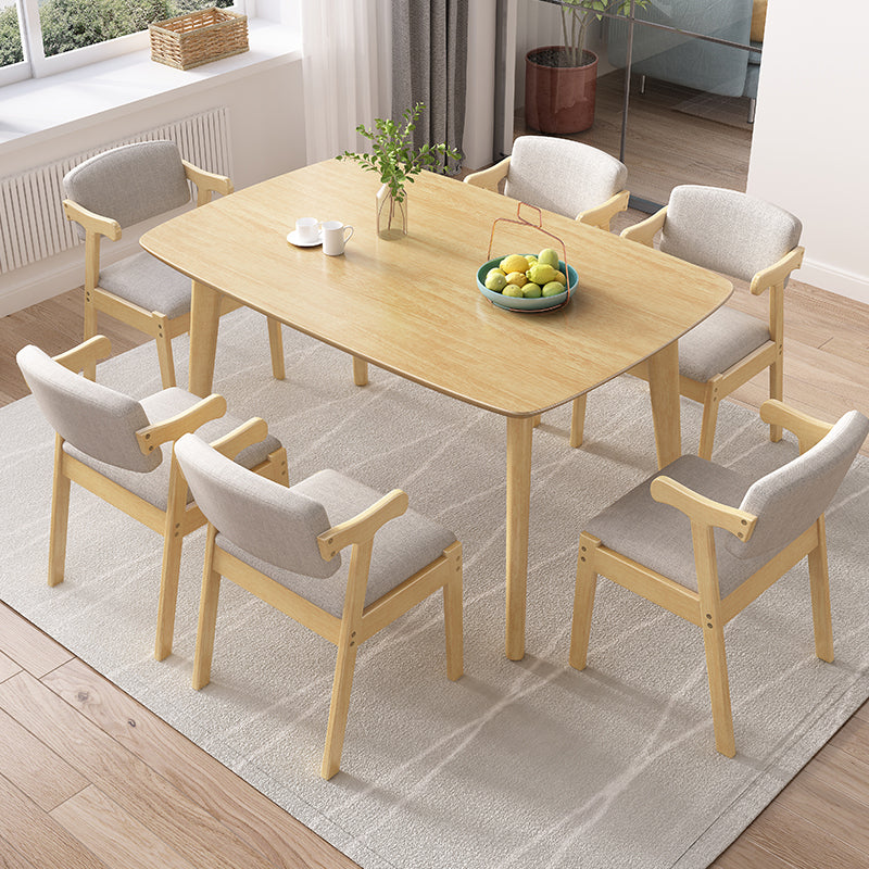 Minimalist Wooden Table Set for 4/6 with Rectangle Table Dining Set for Restaurant 7 Piece Set Clearhalo 'Dining Room Sets' 'Dining Tables & Seating' 'dining_room_set' 'furn' 'furn_dining_room_set' 'Furniture' 'furniture_dining_room_set' 'Kitchen & Dining Furniture' 'kitchen&dining_furn' 'kitchen' 3492720