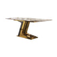 Dining Set of Modern Sintered Stone Table with Gold Metal Base Rectangle Dining Set for Restaurant Clearhalo 'Dining Room Sets' 'Dining Tables & Seating' 'dining_room_set' 'furn' 'furn_dining_room_set' 'Furniture' 'furniture_dining_room_set' 'Kitchen & Dining Furniture' 'kitchen&dining_furn' 'kitchen' 3492733