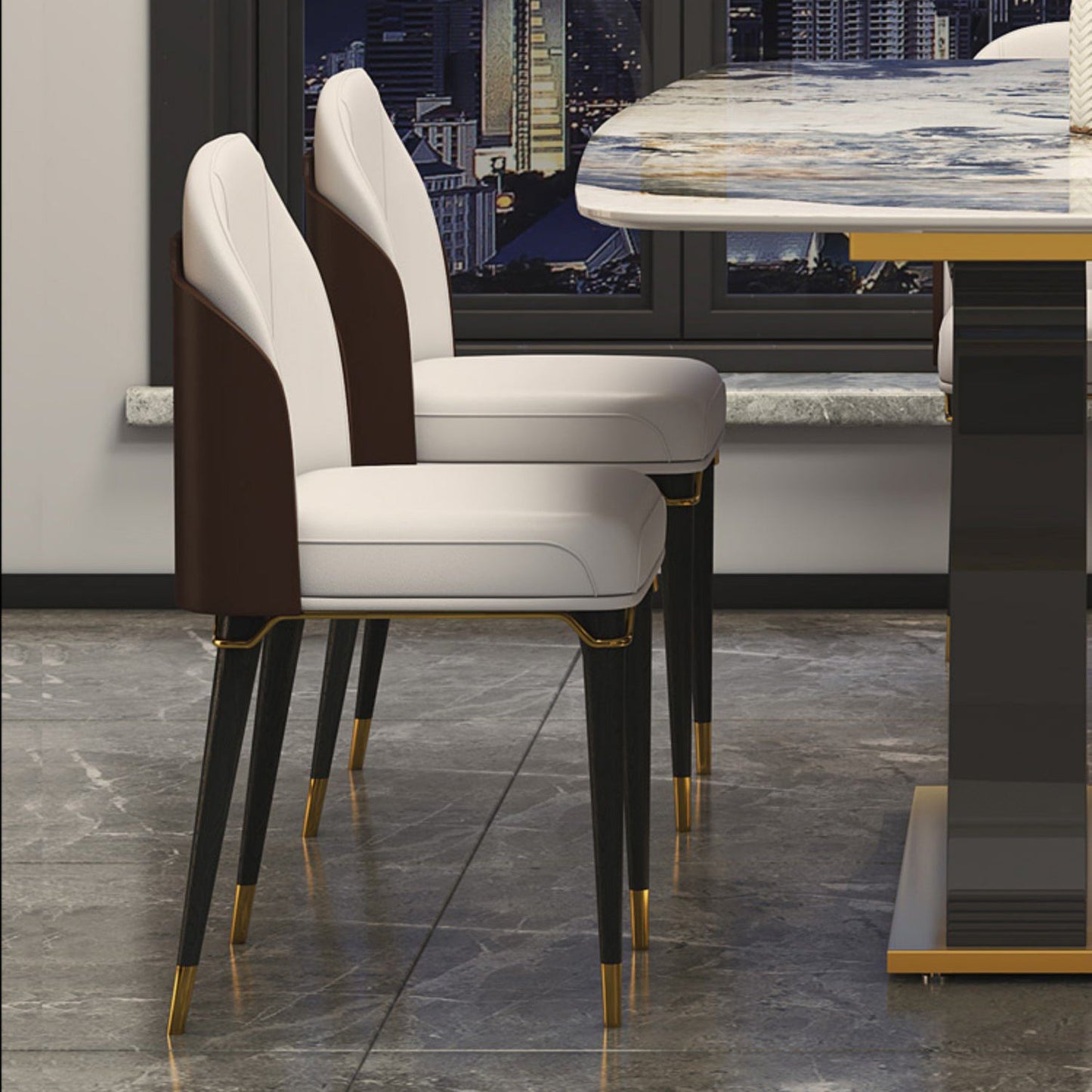 Dining Set of Modern Sintered Stone Table with Gold Metal Base Rectangle Dining Set for Restaurant Clearhalo 'Dining Room Sets' 'Dining Tables & Seating' 'dining_room_set' 'furn' 'furn_dining_room_set' 'Furniture' 'furniture_dining_room_set' 'Kitchen & Dining Furniture' 'kitchen&dining_furn' 'kitchen' 3492737