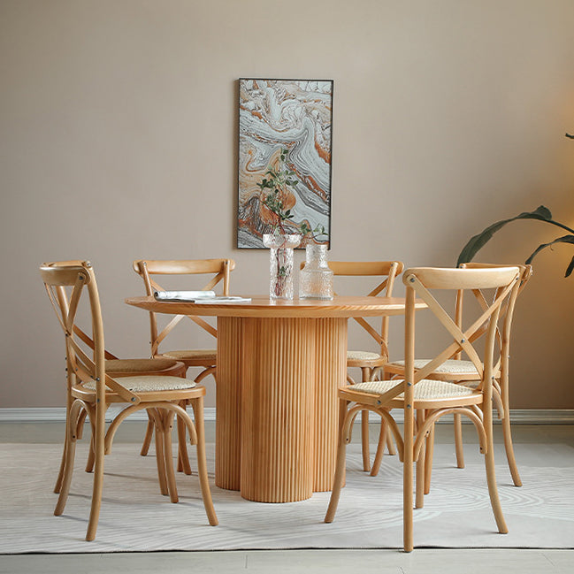Modern Wood Table Set of 5/7 with Round Table Dining Set with Cross Back Chairs Clearhalo 'Dining Room Sets' 'Dining Tables & Seating' 'dining_room_set' 'furn' 'furn_dining_room_set' 'Furniture' 'furniture_dining_room_set' 'Kitchen & Dining Furniture' 'kitchen&dining_furn' 'kitchen' 3492763