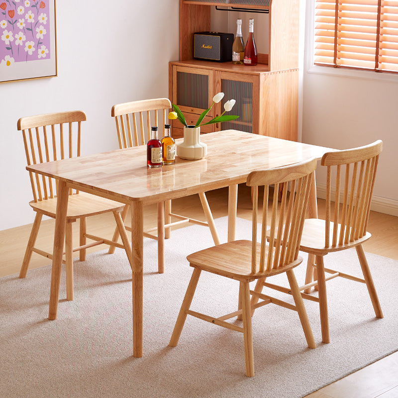 Wooden Table Set of 5/7 with Rectangle Table Modern Dining Set with Winsor Chairs for Restaurant 5 Piece Set Clearhalo 'Dining Room Sets' 'Dining Tables & Seating' 'dining_room_set' 'furn' 'furn_dining_room_set' 'Furniture' 'furniture_dining_room_set' 'Kitchen & Dining Furniture' 'kitchen&dining_furn' 'kitchen' 3492792