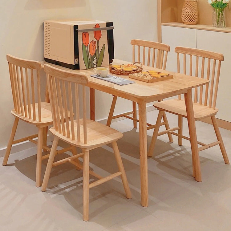 Wooden Table Set of 5/7 with Rectangle Table Modern Dining Set with Winsor Chairs for Restaurant Clearhalo 'Dining Room Sets' 'Dining Tables & Seating' 'dining_room_set' 'furn' 'furn_dining_room_set' 'Furniture' 'furniture_dining_room_set' 'Kitchen & Dining Furniture' 'kitchen&dining_furn' 'kitchen' 3492804