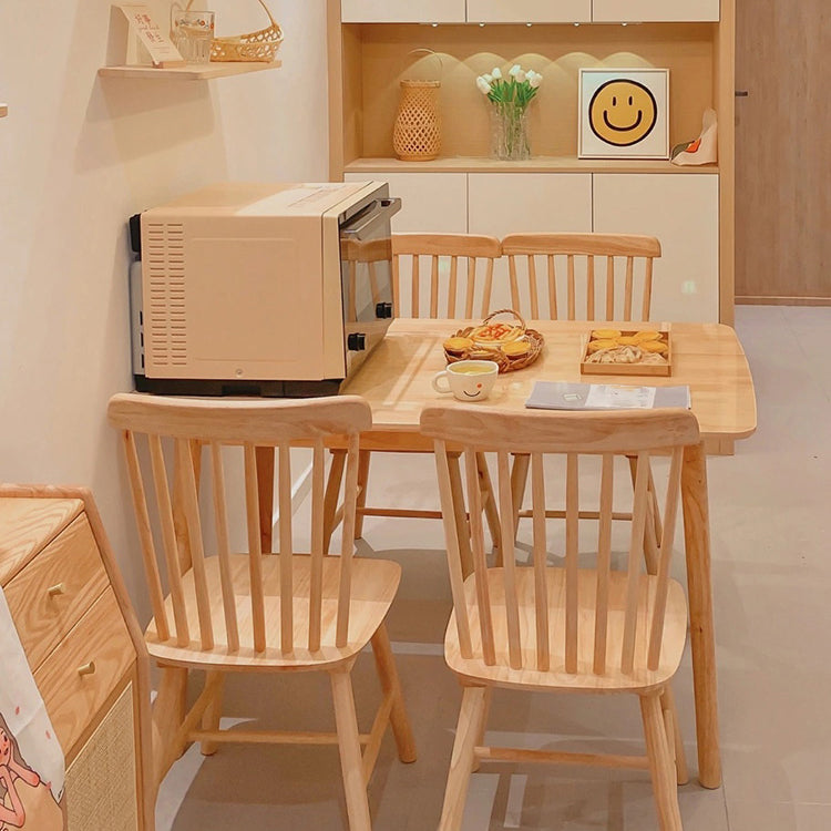 Wooden Table Set of 5/7 with Rectangle Table Modern Dining Set with Winsor Chairs for Restaurant Clearhalo 'Dining Room Sets' 'Dining Tables & Seating' 'dining_room_set' 'furn' 'furn_dining_room_set' 'Furniture' 'furniture_dining_room_set' 'Kitchen & Dining Furniture' 'kitchen&dining_furn' 'kitchen' 3492805