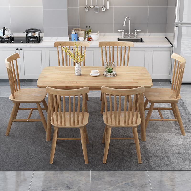 Modern Wood Table Set of 5/7 with Rectangle Table Dining Set with Winsor Chairs 7 Piece Set Clearhalo 'Dining Room Sets' 'Dining Tables & Seating' 'dining_room_set' 'furn' 'furn_dining_room_set' 'Furniture' 'furniture_dining_room_set' 'Kitchen & Dining Furniture' 'kitchen&dining_furn' 'kitchen' 3492825