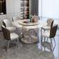 Nordic Round Sintered Stone Dining Table of 5/7 with Pedestal Base Dining Set for Restaurant 7 Piece Set Clearhalo 'Dining Room Sets' 'Dining Tables & Seating' 'dining_room_set' 'furn' 'furn_dining_room_set' 'Furniture' 'furniture_dining_room_set' 'Kitchen & Dining Furniture' 'kitchen&dining_furn' 'kitchen' 3492840
