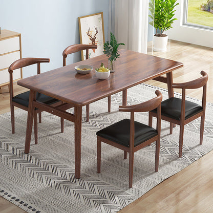 Home Modern Style MDF Dining Furniture Set Rectangle Dining Set with Wood Base Walnut 5 Piece Set Clearhalo 'Dining Room Sets' 'Dining Tables & Seating' 'dining_room_set' 'furn' 'furn_dining_room_set' 'Furniture' 'furniture_dining_room_set' 'Kitchen & Dining Furniture' 'kitchen&dining_furn' 'kitchen' 3492854