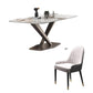 Contemporary Style Sintered Stone Dining Table with White Fixed Table and Trestle Base for Home Use Gray 7 Piece Set Clearhalo 'Dining Room Sets' 'Dining Tables & Seating' 'dining_room_set' 'furn' 'furn_dining_room_set' 'Furniture' 'furniture_dining_room_set' 'Kitchen & Dining Furniture' 'kitchen&dining_furn' 'kitchen' 3492870