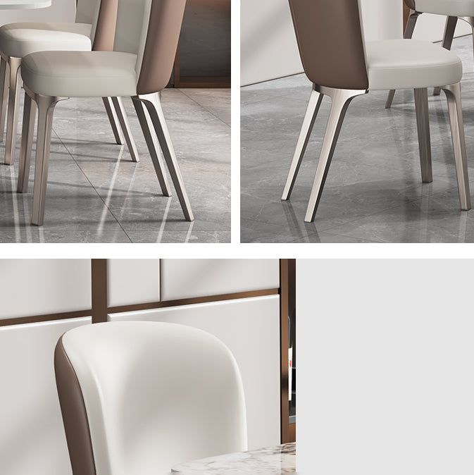 Contemporary Style Sintered Stone Dining Table with White Fixed Table and Trestle Base for Home Use Clearhalo 'Dining Room Sets' 'Dining Tables & Seating' 'dining_room_set' 'furn' 'furn_dining_room_set' 'Furniture' 'furniture_dining_room_set' 'Kitchen & Dining Furniture' 'kitchen&dining_furn' 'kitchen' 3492877