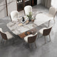 Contemporary Style Sintered Stone Dining Table with White Fixed Table and Trestle Base for Home Use Clearhalo 'Dining Room Sets' 'Dining Tables & Seating' 'dining_room_set' 'furn' 'furn_dining_room_set' 'Furniture' 'furniture_dining_room_set' 'Kitchen & Dining Furniture' 'kitchen&dining_furn' 'kitchen' 3492886