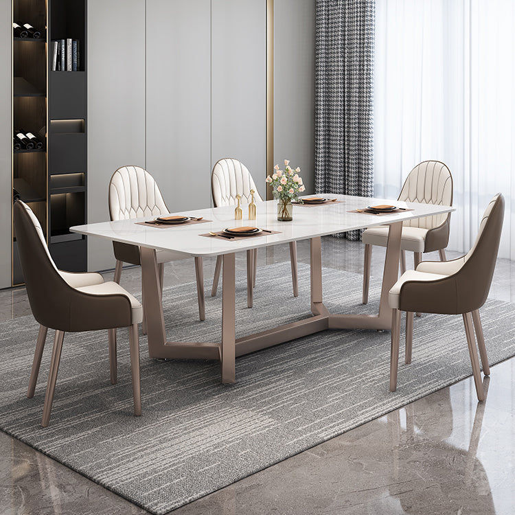 Standard Marble Top Dining Set with Metallic Legs Base for Dining Furniture Clearhalo 'Dining Room Sets' 'Dining Tables & Seating' 'dining_room_set' 'furn' 'furn_dining_room_set' 'Furniture' 'furniture_dining_room_set' 'Kitchen & Dining Furniture' 'kitchen&dining_furn' 'kitchen' 3492889
