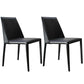 Contemporary Solid Back Chair 18'' Wide Leather Chair with 4 Metal Legs for Home Black 2 Piece Set Clearhalo ' kitchen&dining_furn' 'Dining Chairs' 'Dining Tables & Seating' 'dining_chair' 'furn' 'furn_dining_chair' 'Furniture' 'furniture_dining_chair' 'Kitchen & Dining Furniture' 'kitchen' 3493000