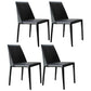 Contemporary Solid Back Chair 18'' Wide Leather Chair with 4 Metal Legs for Home Black 4 Piece Set Clearhalo ' kitchen&dining_furn' 'Dining Chairs' 'Dining Tables & Seating' 'dining_chair' 'furn' 'furn_dining_chair' 'Furniture' 'furniture_dining_chair' 'Kitchen & Dining Furniture' 'kitchen' 3493003