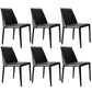 Contemporary Solid Back Chair 18'' Wide Leather Chair with 4 Metal Legs for Home Black 6 Piece Set Clearhalo ' kitchen&dining_furn' 'Dining Chairs' 'Dining Tables & Seating' 'dining_chair' 'furn' 'furn_dining_chair' 'Furniture' 'furniture_dining_chair' 'Kitchen & Dining Furniture' 'kitchen' 3493004