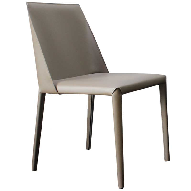 Contemporary Solid Back Chair 18'' Wide Leather Chair with 4 Metal Legs for Home Light Coffee 1 Piece Clearhalo ' kitchen&dining_furn' 'Dining Chairs' 'Dining Tables & Seating' 'dining_chair' 'furn' 'furn_dining_chair' 'Furniture' 'furniture_dining_chair' 'Kitchen & Dining Furniture' 'kitchen' 3493014