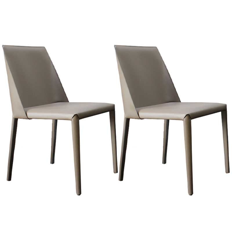 Contemporary Solid Back Chair 18'' Wide Leather Chair with 4 Metal Legs for Home Light Coffee 2 Piece Set Clearhalo ' kitchen&dining_furn' 'Dining Chairs' 'Dining Tables & Seating' 'dining_chair' 'furn' 'furn_dining_chair' 'Furniture' 'furniture_dining_chair' 'Kitchen & Dining Furniture' 'kitchen' 3493015