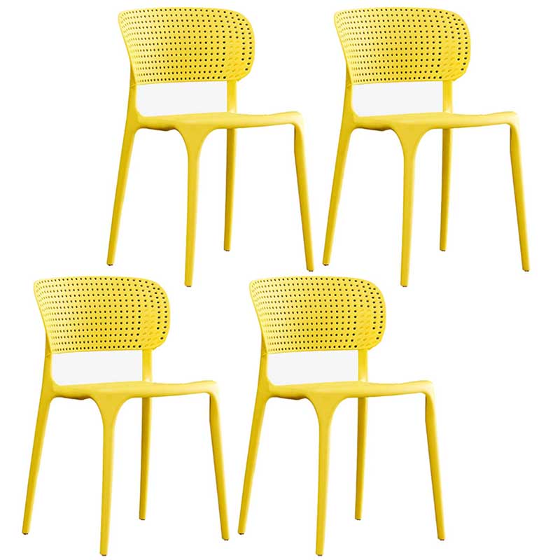 Glam Style Dining Room Plastic Side Chair Matte Finish Open Back Dining Chair Yellow 4 Piece Set Clearhalo ' kitchen&dining_furn' 'Dining Chairs' 'Dining Tables & Seating' 'dining_chair' 'furn' 'furn_dining_chair' 'Furniture' 'furniture_dining_chair' 'Kitchen & Dining Furniture' 'kitchen' 3493023