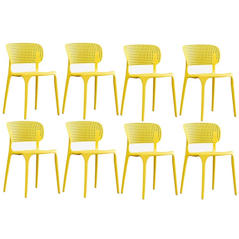 Glam Style Dining Room Plastic Side Chair Matte Finish Open Back Dining Chair Yellow 8 Piece Set Clearhalo ' kitchen&dining_furn' 'Dining Chairs' 'Dining Tables & Seating' 'dining_chair' 'furn' 'furn_dining_chair' 'Furniture' 'furniture_dining_chair' 'Kitchen & Dining Furniture' 'kitchen' 3493025
