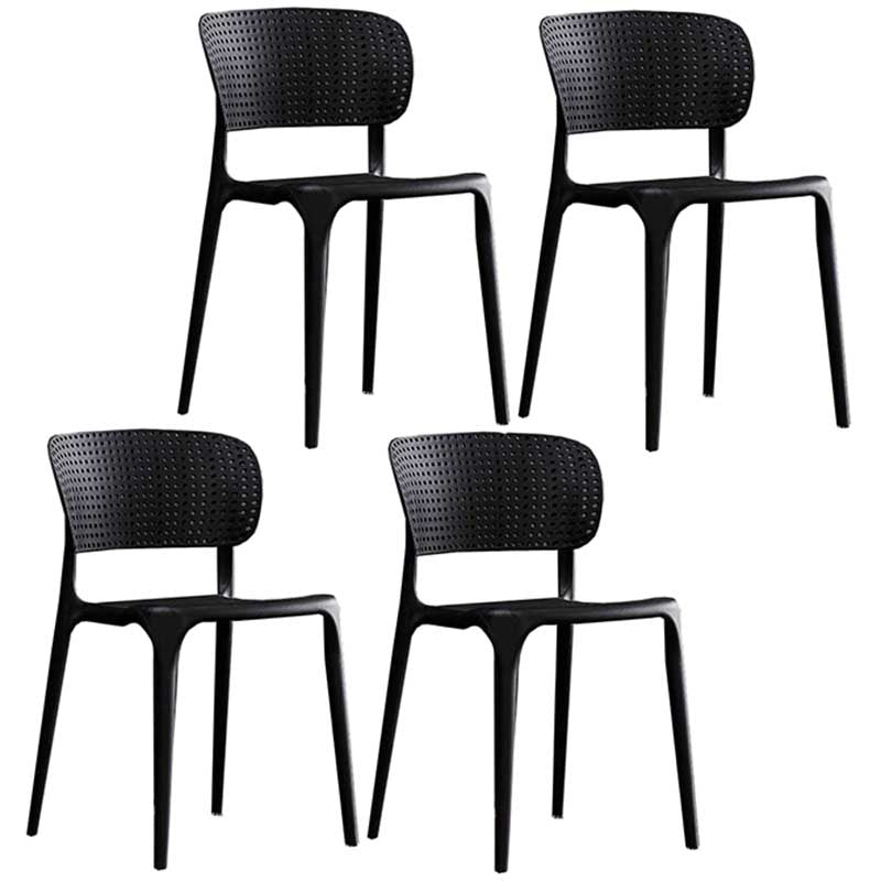 Glam Style Dining Room Plastic Side Chair Matte Finish Open Back Dining Chair Black 4 Piece Set Clearhalo ' kitchen&dining_furn' 'Dining Chairs' 'Dining Tables & Seating' 'dining_chair' 'furn' 'furn_dining_chair' 'Furniture' 'furniture_dining_chair' 'Kitchen & Dining Furniture' 'kitchen' 3493039