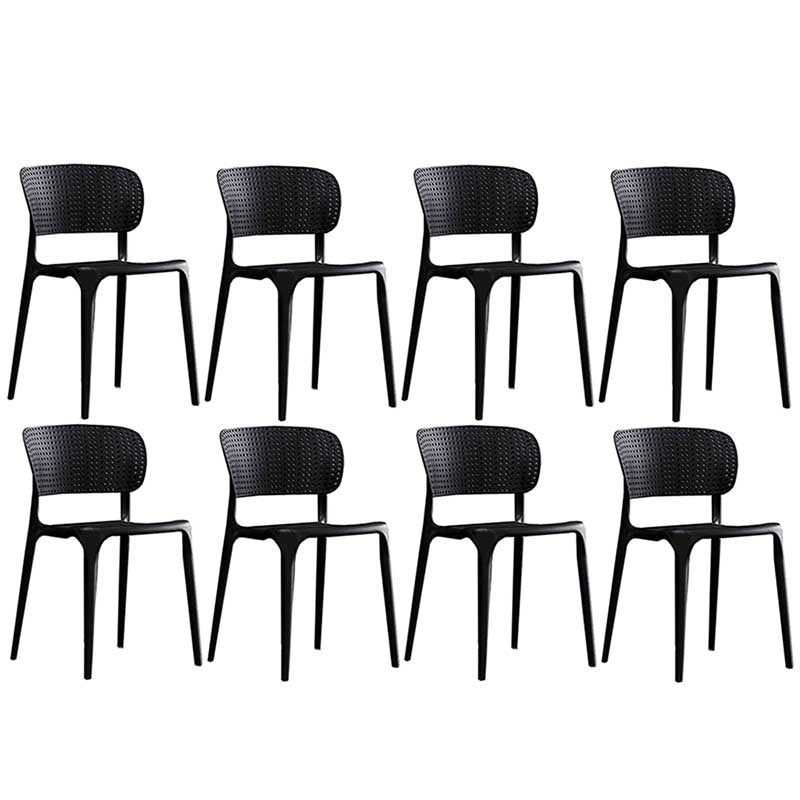 Glam Style Dining Room Plastic Side Chair Matte Finish Open Back Dining Chair Black 8 Piece Set Clearhalo ' kitchen&dining_furn' 'Dining Chairs' 'Dining Tables & Seating' 'dining_chair' 'furn' 'furn_dining_chair' 'Furniture' 'furniture_dining_chair' 'Kitchen & Dining Furniture' 'kitchen' 3493041