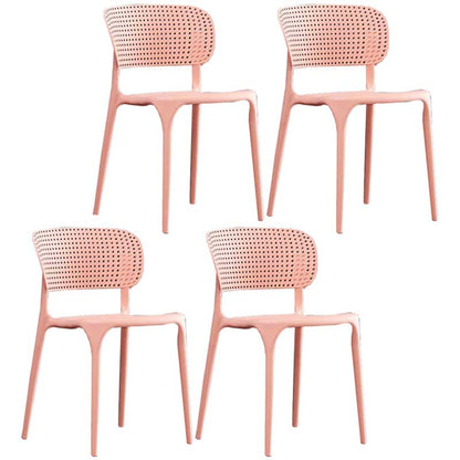Glam Style Dining Room Plastic Side Chair Matte Finish Open Back Dining Chair Pink 4 Piece Set Clearhalo ' kitchen&dining_furn' 'Dining Chairs' 'Dining Tables & Seating' 'dining_chair' 'furn' 'furn_dining_chair' 'Furniture' 'furniture_dining_chair' 'Kitchen & Dining Furniture' 'kitchen' 3493046