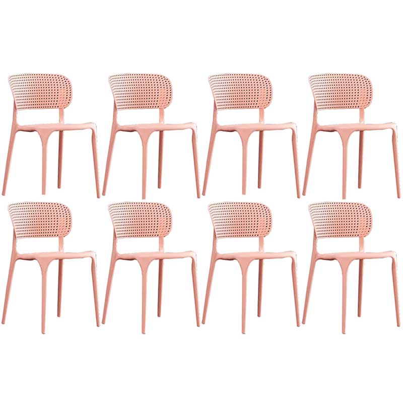 Glam Style Dining Room Plastic Side Chair Matte Finish Open Back Dining Chair Pink 8 Piece Set Clearhalo ' kitchen&dining_furn' 'Dining Chairs' 'Dining Tables & Seating' 'dining_chair' 'furn' 'furn_dining_chair' 'Furniture' 'furniture_dining_chair' 'Kitchen & Dining Furniture' 'kitchen' 3493048
