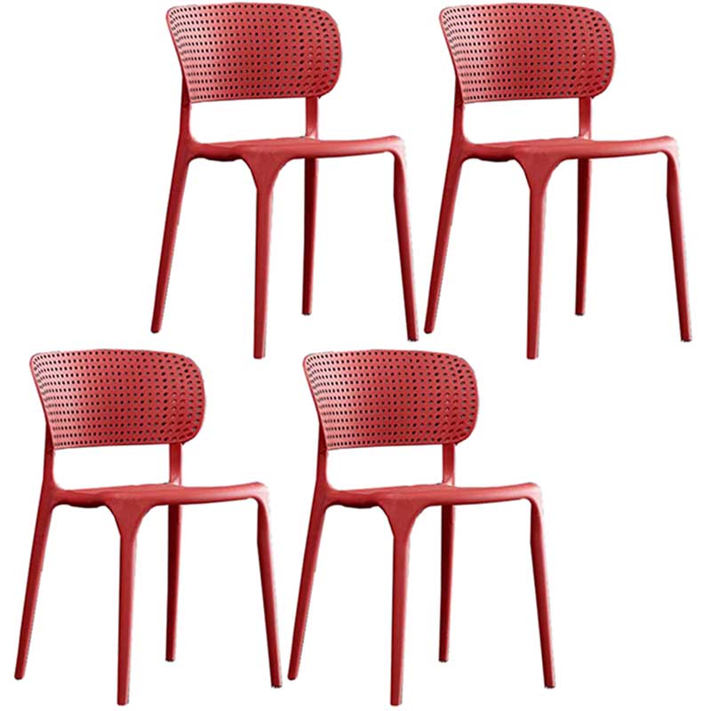 Glam Style Dining Room Plastic Side Chair Matte Finish Open Back Dining Chair Red 4 Piece Set Clearhalo ' kitchen&dining_furn' 'Dining Chairs' 'Dining Tables & Seating' 'dining_chair' 'furn' 'furn_dining_chair' 'Furniture' 'furniture_dining_chair' 'Kitchen & Dining Furniture' 'kitchen' 3493050