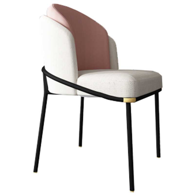 Industrial Style Linen Side Chair Dining Room Dining Chairs With Metal Legs Pink 1 Piece Clearhalo ' kitchen&dining_furn' 'Dining Chairs' 'Dining Tables & Seating' 'dining_chair' 'furn' 'furn_dining_chair' 'Furniture' 'furniture_dining_chair' 'Kitchen & Dining Furniture' 'kitchen' 3493053