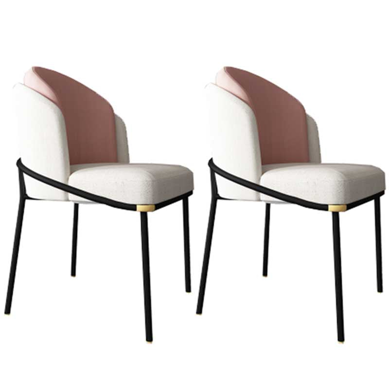 Industrial Style Linen Side Chair Dining Room Dining Chairs With Metal Legs Pink 2 Piece Set Clearhalo ' kitchen&dining_furn' 'Dining Chairs' 'Dining Tables & Seating' 'dining_chair' 'furn' 'furn_dining_chair' 'Furniture' 'furniture_dining_chair' 'Kitchen & Dining Furniture' 'kitchen' 3493055