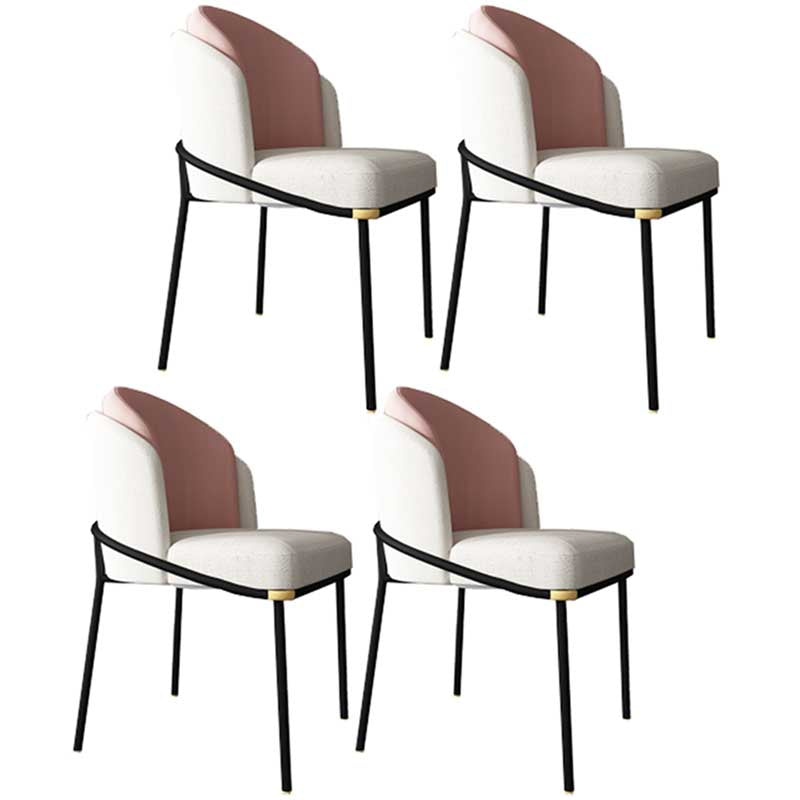 Industrial Style Linen Side Chair Dining Room Dining Chairs With Metal Legs Pink 4 Piece Set Clearhalo ' kitchen&dining_furn' 'Dining Chairs' 'Dining Tables & Seating' 'dining_chair' 'furn' 'furn_dining_chair' 'Furniture' 'furniture_dining_chair' 'Kitchen & Dining Furniture' 'kitchen' 3493056