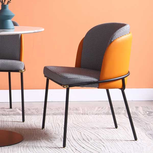 Industrial Style Linen Side Chair Dining Room Dining Chairs With Metal Legs Clearhalo ' kitchen&dining_furn' 'Dining Chairs' 'Dining Tables & Seating' 'dining_chair' 'furn' 'furn_dining_chair' 'Furniture' 'furniture_dining_chair' 'Kitchen & Dining Furniture' 'kitchen' 3493067