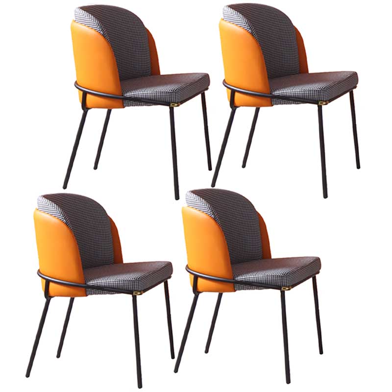 Industrial Style Linen Side Chair Dining Room Dining Chairs With Metal Legs Black White 4 Piece Set Clearhalo ' kitchen&dining_furn' 'Dining Chairs' 'Dining Tables & Seating' 'dining_chair' 'furn' 'furn_dining_chair' 'Furniture' 'furniture_dining_chair' 'Kitchen & Dining Furniture' 'kitchen' 3493069