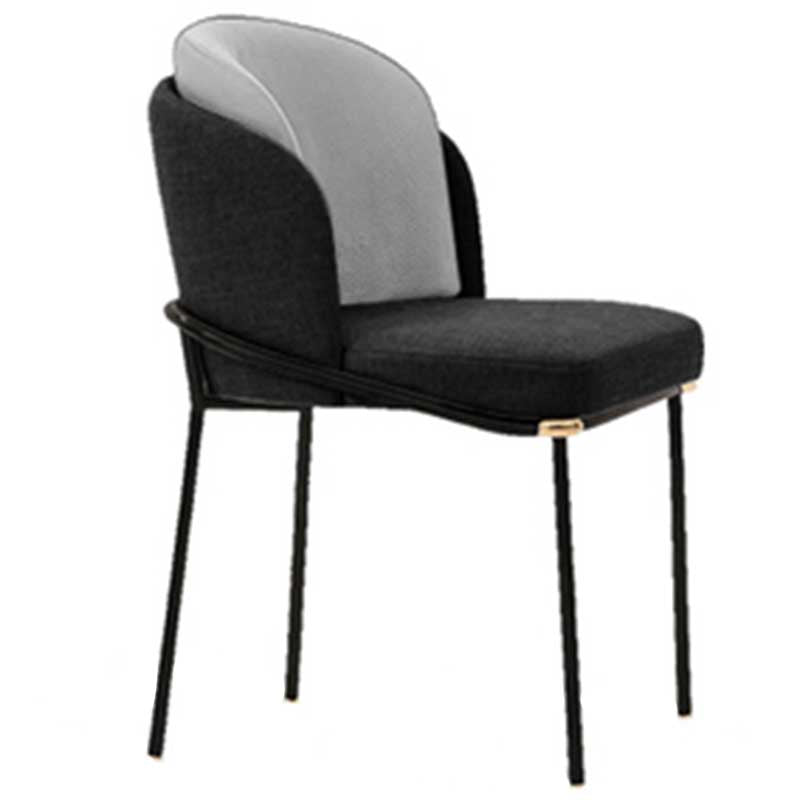 Industrial Style Linen Side Chair Dining Room Dining Chairs With Metal Legs Black 1 Piece Clearhalo ' kitchen&dining_furn' 'Dining Chairs' 'Dining Tables & Seating' 'dining_chair' 'furn' 'furn_dining_chair' 'Furniture' 'furniture_dining_chair' 'Kitchen & Dining Furniture' 'kitchen' 3493073