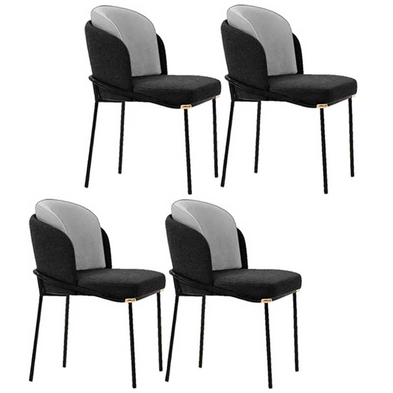 Industrial Style Linen Side Chair Dining Room Dining Chairs With Metal Legs Black 4 Piece Set Clearhalo ' kitchen&dining_furn' 'Dining Chairs' 'Dining Tables & Seating' 'dining_chair' 'furn' 'furn_dining_chair' 'Furniture' 'furniture_dining_chair' 'Kitchen & Dining Furniture' 'kitchen' 3493075