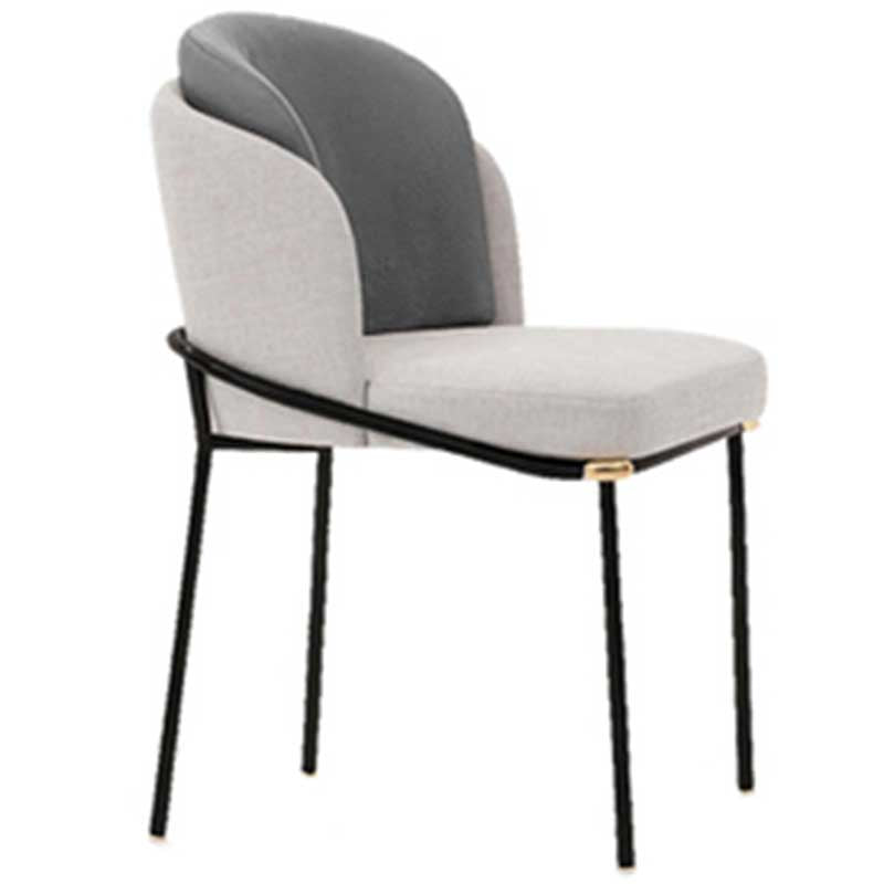 Industrial Style Linen Side Chair Dining Room Dining Chairs With Metal Legs Silver Gray 1 Piece Clearhalo ' kitchen&dining_furn' 'Dining Chairs' 'Dining Tables & Seating' 'dining_chair' 'furn' 'furn_dining_chair' 'Furniture' 'furniture_dining_chair' 'Kitchen & Dining Furniture' 'kitchen' 3493076