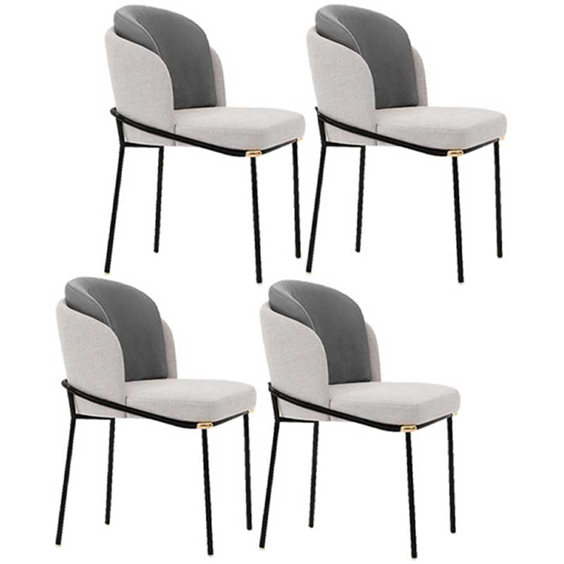 Industrial Style Linen Side Chair Dining Room Dining Chairs With Metal Legs Silver Gray 4 Piece Set Clearhalo ' kitchen&dining_furn' 'Dining Chairs' 'Dining Tables & Seating' 'dining_chair' 'furn' 'furn_dining_chair' 'Furniture' 'furniture_dining_chair' 'Kitchen & Dining Furniture' 'kitchen' 3493078