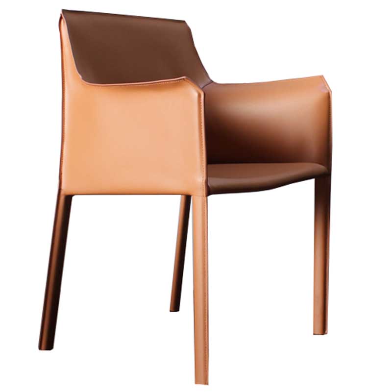 Contemporary Dining Chair 24'' Wide Arm Chair with Solid Back and 4 Metal Legs for Home Use Light Orange 1 Piece Clearhalo ' kitchen&dining_furn' 'Dining Chairs' 'Dining Tables & Seating' 'dining_chair' 'furn' 'furn_dining_chair' 'Furniture' 'furniture_dining_chair' 'Kitchen & Dining Furniture' 'kitchen' 3493080