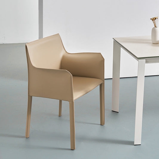 Contemporary Dining Chair 24'' Wide Arm Chair with Solid Back and 4 Metal Legs for Home Use Clearhalo ' kitchen&dining_furn' 'Dining Chairs' 'Dining Tables & Seating' 'dining_chair' 'furn' 'furn_dining_chair' 'Furniture' 'furniture_dining_chair' 'Kitchen & Dining Furniture' 'kitchen' 3493081