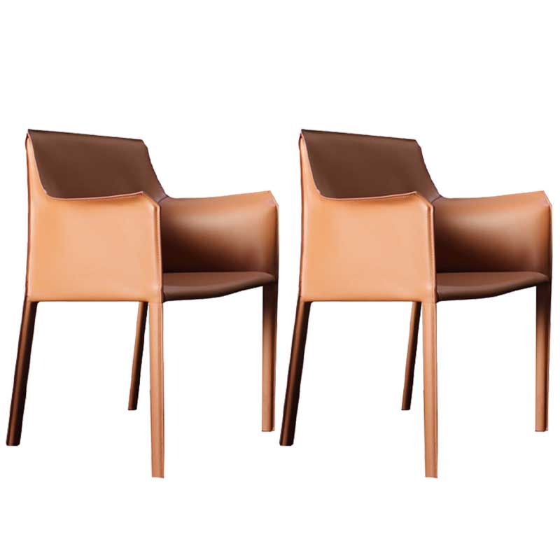Contemporary Dining Chair 24'' Wide Arm Chair with Solid Back and 4 Metal Legs for Home Use Light Orange 2 Piece Set Clearhalo ' kitchen&dining_furn' 'Dining Chairs' 'Dining Tables & Seating' 'dining_chair' 'furn' 'furn_dining_chair' 'Furniture' 'furniture_dining_chair' 'Kitchen & Dining Furniture' 'kitchen' 3493082