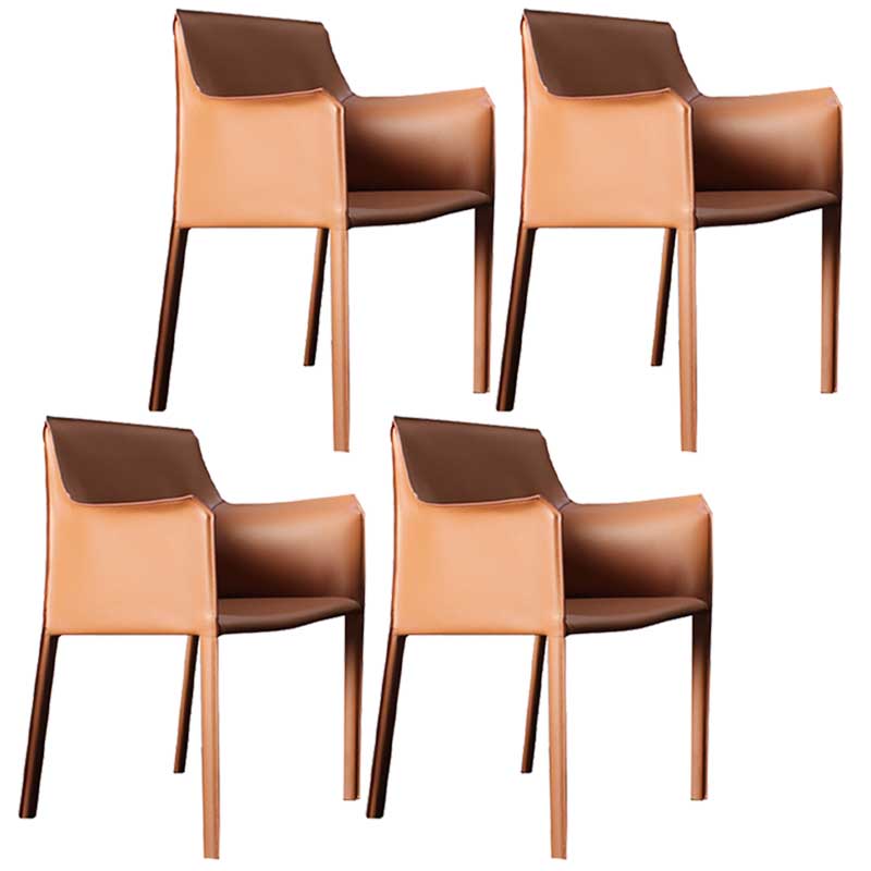 Contemporary Dining Chair 24'' Wide Arm Chair with Solid Back and 4 Metal Legs for Home Use Light Orange 4 Piece Set Clearhalo ' kitchen&dining_furn' 'Dining Chairs' 'Dining Tables & Seating' 'dining_chair' 'furn' 'furn_dining_chair' 'Furniture' 'furniture_dining_chair' 'Kitchen & Dining Furniture' 'kitchen' 3493084