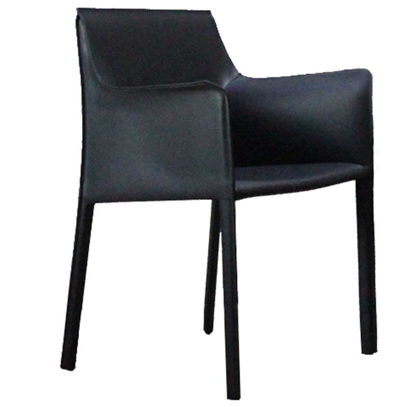 Contemporary Dining Chair 24'' Wide Arm Chair with Solid Back and 4 Metal Legs for Home Use Dark Blue-Gray 1 Piece Clearhalo ' kitchen&dining_furn' 'Dining Chairs' 'Dining Tables & Seating' 'dining_chair' 'furn' 'furn_dining_chair' 'Furniture' 'furniture_dining_chair' 'Kitchen & Dining Furniture' 'kitchen' 3493087