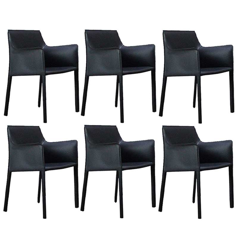 Contemporary Dining Chair 24'' Wide Arm Chair with Solid Back and 4 Metal Legs for Home Use Dark Blue-Gray 6 Piece Set Clearhalo ' kitchen&dining_furn' 'Dining Chairs' 'Dining Tables & Seating' 'dining_chair' 'furn' 'furn_dining_chair' 'Furniture' 'furniture_dining_chair' 'Kitchen & Dining Furniture' 'kitchen' 3493093