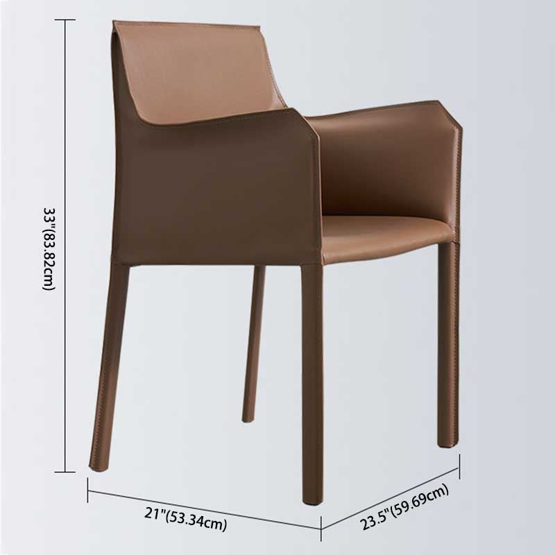 Contemporary Dining Chair 24'' Wide Arm Chair with Solid Back and 4 Metal Legs for Home Use Clearhalo ' kitchen&dining_furn' 'Dining Chairs' 'Dining Tables & Seating' 'dining_chair' 'furn' 'furn_dining_chair' 'Furniture' 'furniture_dining_chair' 'Kitchen & Dining Furniture' 'kitchen' 3493097