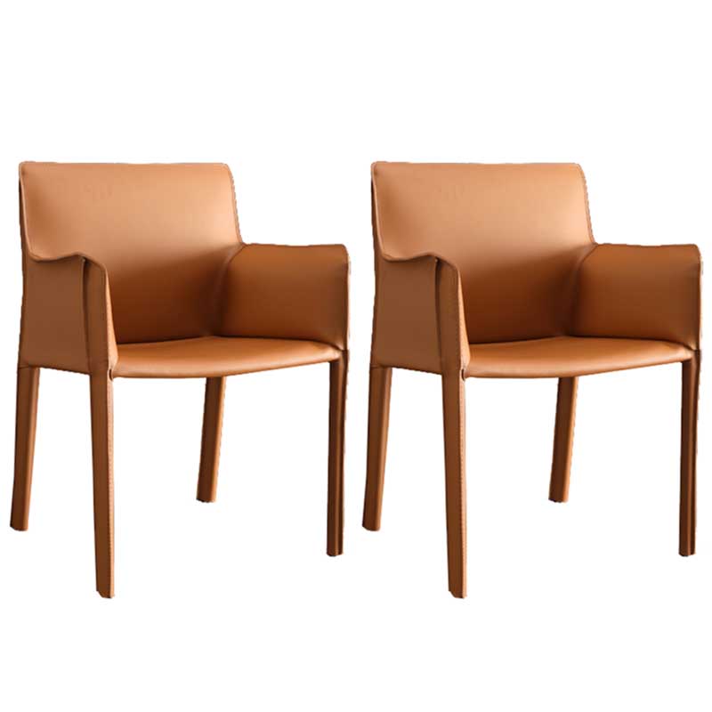 Contemporary Dining Chair 24'' Wide Arm Chair with Solid Back and 4 Metal Legs for Home Use Yellow-Brown 2 Piece Set Clearhalo ' kitchen&dining_furn' 'Dining Chairs' 'Dining Tables & Seating' 'dining_chair' 'furn' 'furn_dining_chair' 'Furniture' 'furniture_dining_chair' 'Kitchen & Dining Furniture' 'kitchen' 3493098