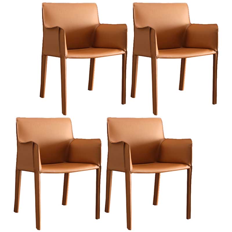 Contemporary Dining Chair 24'' Wide Arm Chair with Solid Back and 4 Metal Legs for Home Use Yellow-Brown 4 Piece Set Clearhalo ' kitchen&dining_furn' 'Dining Chairs' 'Dining Tables & Seating' 'dining_chair' 'furn' 'furn_dining_chair' 'Furniture' 'furniture_dining_chair' 'Kitchen & Dining Furniture' 'kitchen' 3493099