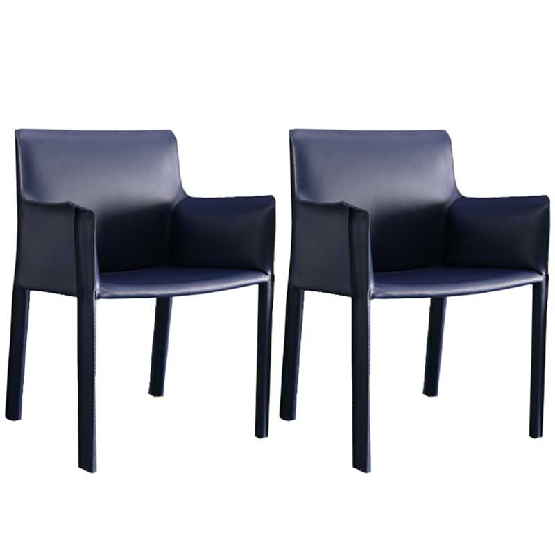 Contemporary Dining Chair 24'' Wide Arm Chair with Solid Back and 4 Metal Legs for Home Use Blue 2 Piece Set Clearhalo ' kitchen&dining_furn' 'Dining Chairs' 'Dining Tables & Seating' 'dining_chair' 'furn' 'furn_dining_chair' 'Furniture' 'furniture_dining_chair' 'Kitchen & Dining Furniture' 'kitchen' 3493105