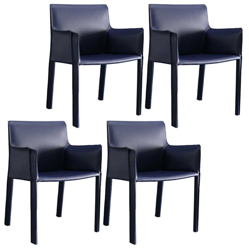 Contemporary Dining Chair 24'' Wide Arm Chair with Solid Back and 4 Metal Legs for Home Use Blue 4 Piece Set Clearhalo ' kitchen&dining_furn' 'Dining Chairs' 'Dining Tables & Seating' 'dining_chair' 'furn' 'furn_dining_chair' 'Furniture' 'furniture_dining_chair' 'Kitchen & Dining Furniture' 'kitchen' 3493107