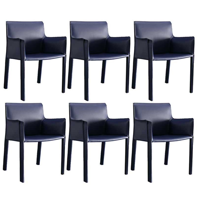 Contemporary Dining Chair 24'' Wide Arm Chair with Solid Back and 4 Metal Legs for Home Use Blue 6 Piece Set Clearhalo ' kitchen&dining_furn' 'Dining Chairs' 'Dining Tables & Seating' 'dining_chair' 'furn' 'furn_dining_chair' 'Furniture' 'furniture_dining_chair' 'Kitchen & Dining Furniture' 'kitchen' 3493109