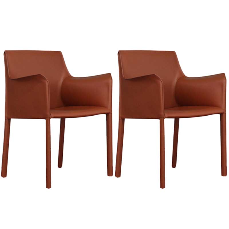 Contemporary Dining Chair 24'' Wide Arm Chair with Solid Back and 4 Metal Legs for Home Use Orange 2 Piece Set Clearhalo ' kitchen&dining_furn' 'Dining Chairs' 'Dining Tables & Seating' 'dining_chair' 'furn' 'furn_dining_chair' 'Furniture' 'furniture_dining_chair' 'Kitchen & Dining Furniture' 'kitchen' 3493111